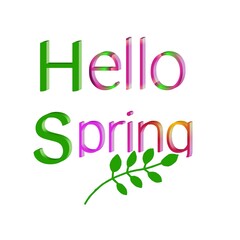 Letter hello spring colorful 3D abstract background white