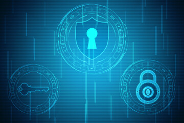 Obraz premium Protect and Security concept. Digital Shield on abstract technology background, Cyber security and information or network protection. Future technology web services for business and internet project