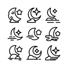 crescent moon icon or logo isolated sign symbol vector illustration - high quality black style vector icons
