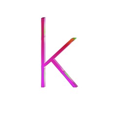 Letter k colorful 3D abstract beautiful white background