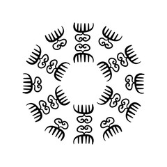 Fototapeta premium Vector mandala with ancient tribal ethnic symbols of adinkra. Ritual screen printing of African peoples and tribes .