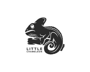 Little Chameleon silhouette. Chameleon black sign isolated on white background. Chameleon Vector illustration