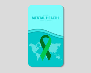 World Mental Health Day With Ribbon Phone Paper