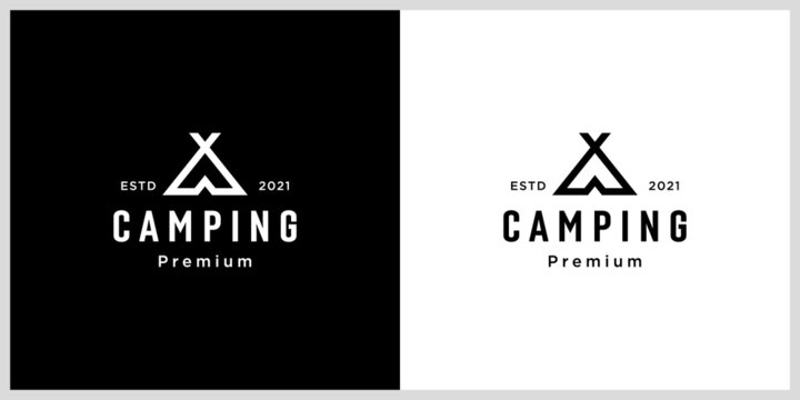 tent camping logo vector line style