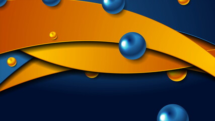 Bright abstract tech wavy background with glossy circles