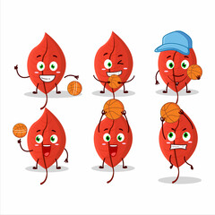 Talented hornbeam leaf cartoon character as a basketball athlete