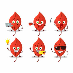 Hornbeam leaf cartoon character with various types of business emoticons