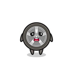 disappointed expression of the car wheel cartoon