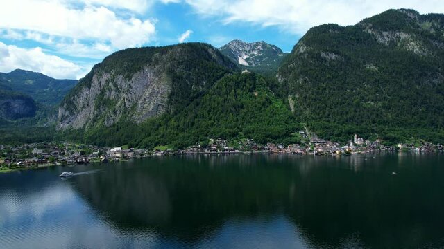 Beautiful Lake Hallstatt in Austria - travel photography by drone