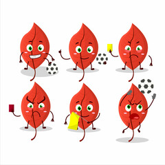 Hornbeam leaf cartoon character working as a Football referee