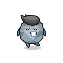 stone cartoon illustration with a shy expression