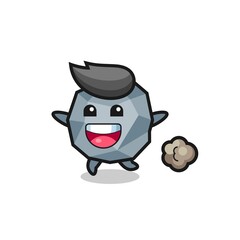 the happy stone cartoon with running pose