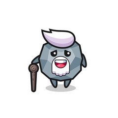 cute stone grandpa is holding a stick