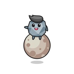 illustration of stone cartoon sitting on the moon