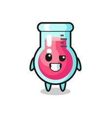 cute laboratory beaker mascot with an optimistic face