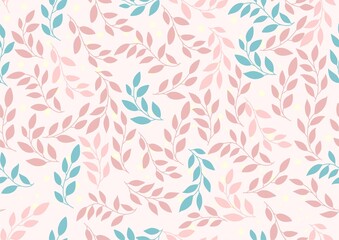 Fototapeta na wymiar Vector Leaf Pattern. Repeat on pink background. Seamless