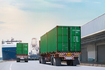 Container delivery by truck to gate in to container yard for export, logistic import export and...