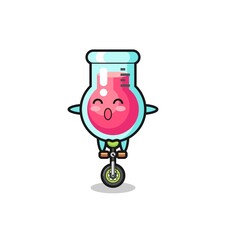 Fototapeta premium The cute laboratory beaker character is riding a circus bike