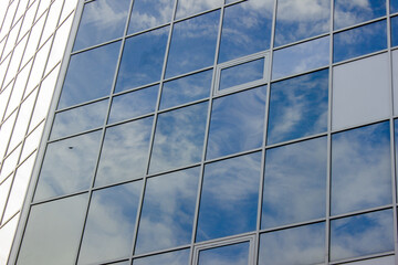 mirrored windows on an office building. beautiful modern architecture.