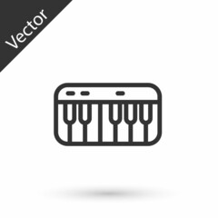 Grey line Music synthesizer icon isolated on white background. Electronic piano. Vector