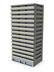 ミニチュアの高層マンション。3Dレンダリング。白バック。