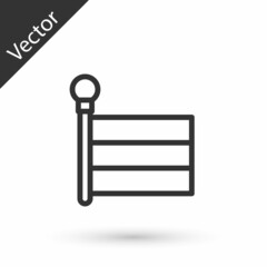 Grey line Flag icon isolated on white background. Location marker symbol. Vector