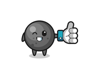 cute cannon ball with social media thumbs up symbol