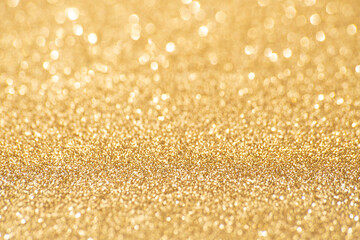 Gold glitter with selective focus