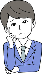 困った表情の若いビジネスマン