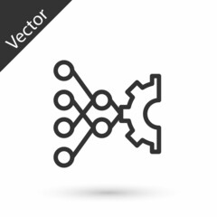 Grey line Neural network icon isolated on white background. Artificial intelligence AI. Vector