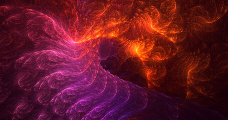 3D rendering abstract multicolor fractal light background