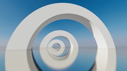 Abstract background white arch in design 3d render