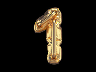 Gold luxury font. Number 0.
