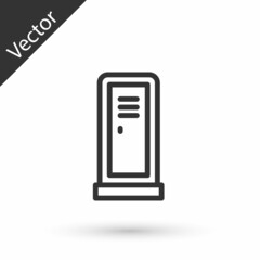 Grey line Locker or changing room for hockey, football, basketball team or workers icon isolated on white background. Vector