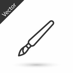 Obraz premium Grey line Paint brush icon isolated on white background. Vector