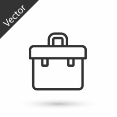 Grey line Briefcase icon isolated on white background. Business case sign. Business portfolio. Vector