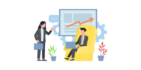 Business concepts of entrepreneurs. Concepts for web design. Market analytics. Finance prediction, trends forecast and business strategy analytics flat vector illustration