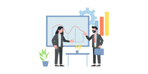 Business concepts of entrepreneurs. Concepts for web design. Market analytics. Finance prediction, trends forecast and business strategy analytics flat vector illustration