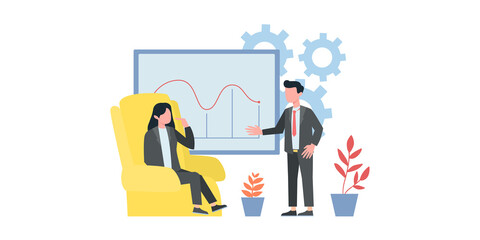 Business concepts of entrepreneurs. Concepts for web design. Market analytics. Finance prediction, trends forecast and business strategy analytics flat vector illustration