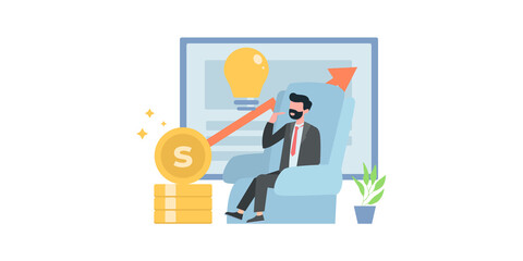 Obraz na płótnie Canvas Business concepts of entrepreneurs. Concepts for web design. Market analytics. Finance prediction, trends forecast and business strategy analytics flat vector illustration
