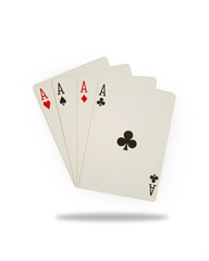 Four Aces poker cards, isolated on white background