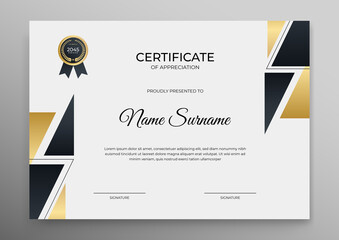 Diploma certificate template black and gold color with luxury and modern style vector image.