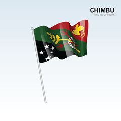 Waving flag of Chimbu provinces,autonomous region,district of Papua New Guinea isolated on gray background