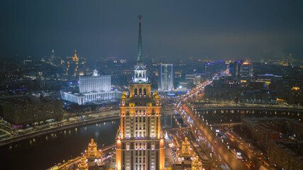 Moscow night shooting from a drone
