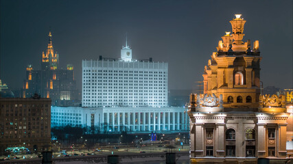 Fototapeta na wymiar Moscow night shooting from a drone
