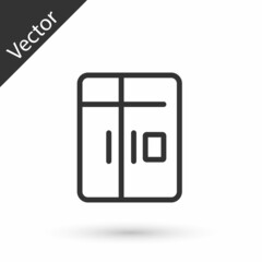 Grey line Refrigerator icon isolated on white background. Fridge freezer refrigerator. Household tech and appliances. Vector