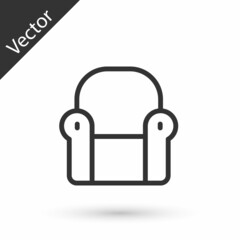 Grey line Armchair icon isolated on white background. Vector