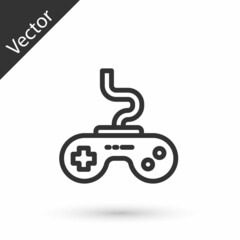 Grey line Gamepad icon isolated on white background. Game controller. Vector
