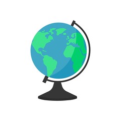 School globe icon. Classroom earth model.Geography learning tool isolated object on white background