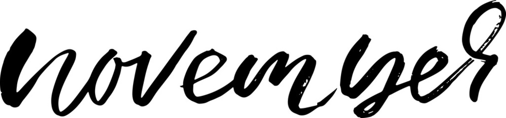 Hand drawn typography lettering. November. Month inscription. Vector Illustration.